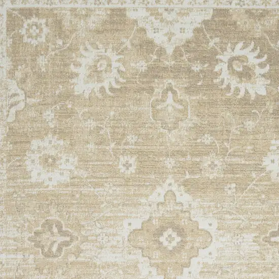 Ivory Floral Power Loom Worn Faded Area Rug Photo 9