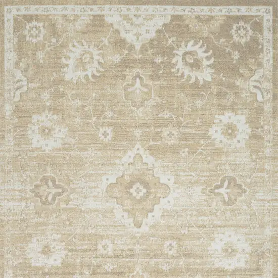 Ivory Floral Power Loom Worn Faded Area Rug Photo 8