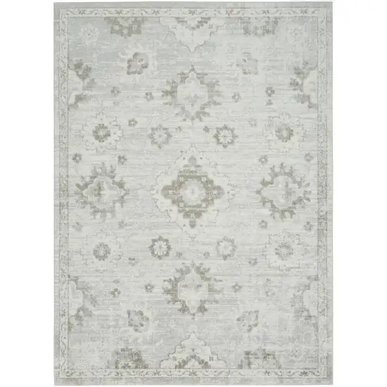Ivory Floral Power Loom Worn Faded Area Rug Photo 7