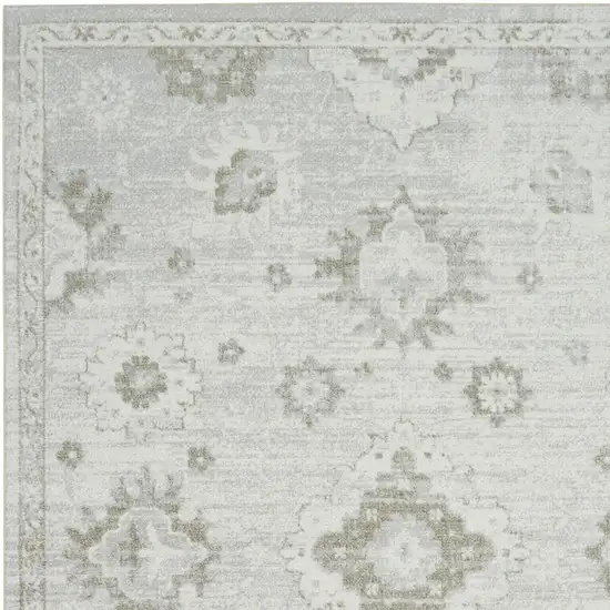 Ivory Floral Power Loom Worn Faded Area Rug Photo 9