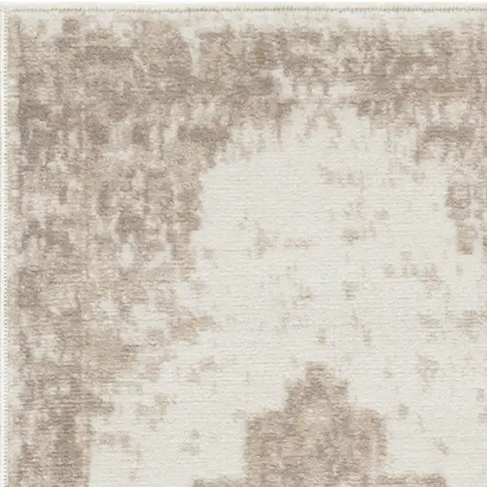 Ivory Floral Power Loom Worn Faded Area Rug Photo 7