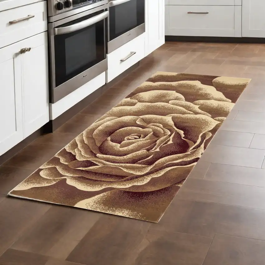 2' X 8' Ivory Floral Runner Rug Photo 2