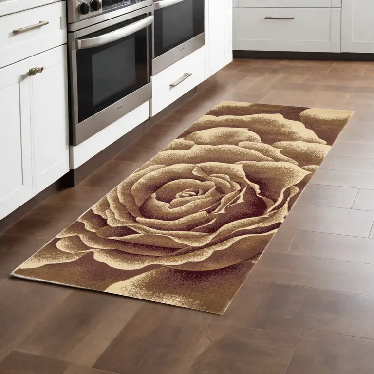 Ivory Floral Runner Rug Photo 4