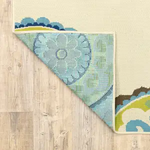 Photo of Ivory Floral Stain Resistant Indoor Outdoor Area Rug