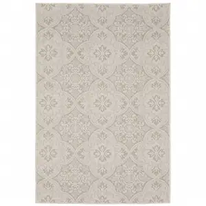 Photo of Ivory Floral Stain Resistant Indoor Outdoor Area Rug