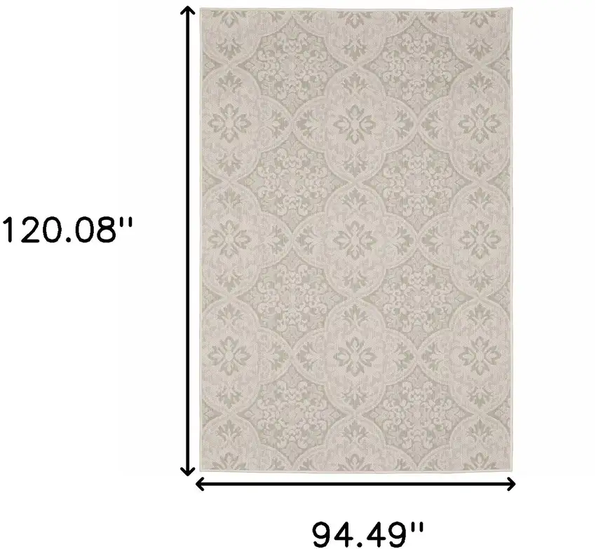 Ivory Floral Stain Resistant Indoor Outdoor Area Rug Photo 8