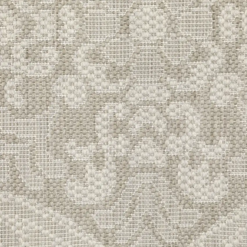 Gray and Ivory Floral Stain Resistant Indoor Outdoor Area Rug Photo 9