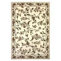 Photo of Ivory Floral Vine Bordered Area Rug