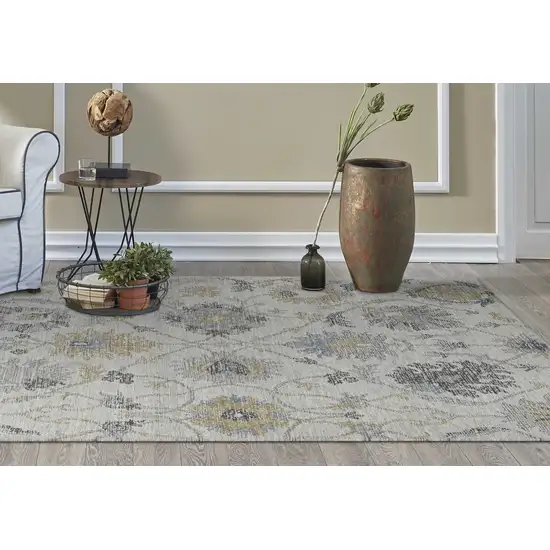 Ivory Floral Vine Wool Runner Rug Photo 6