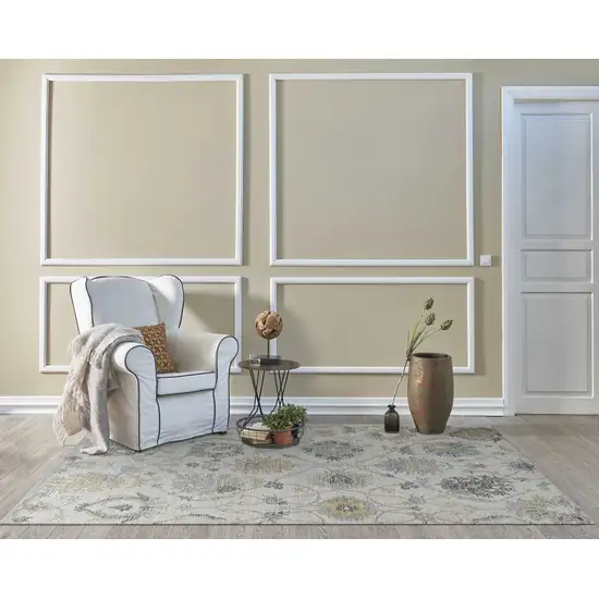 Ivory Floral Vine Wool Runner Rug Photo 5