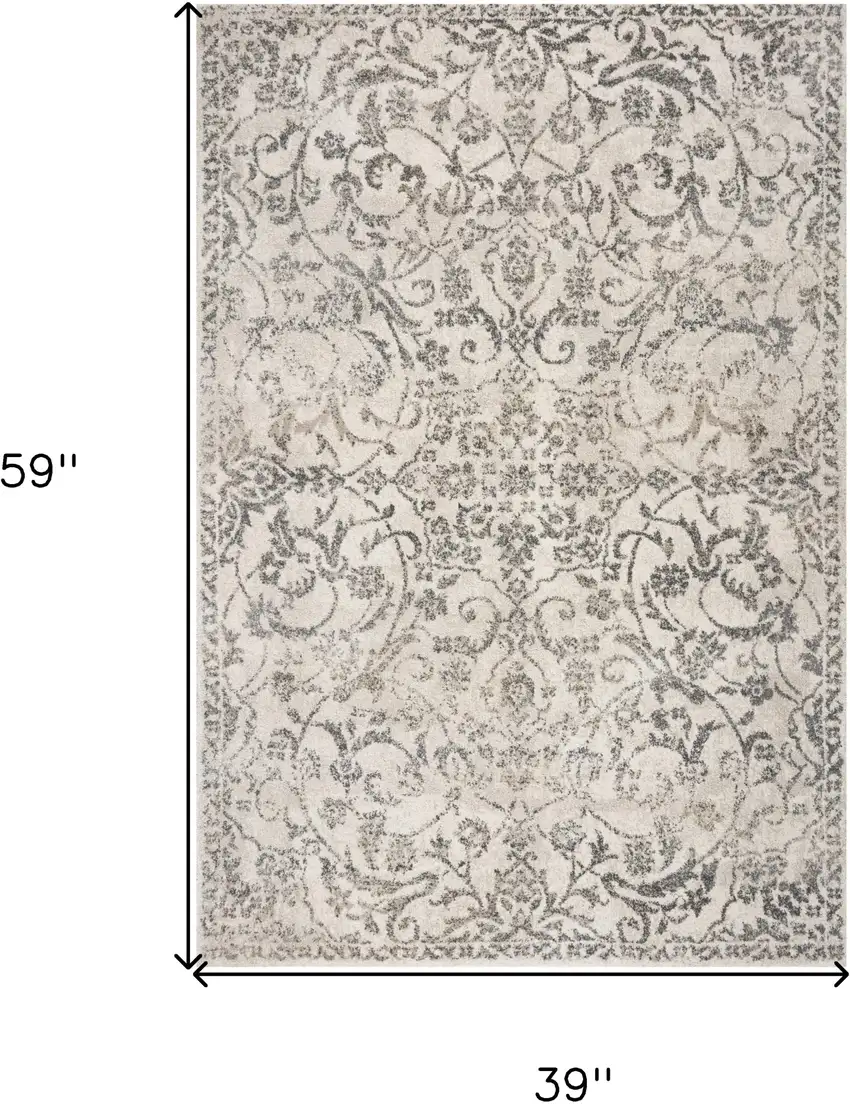 Ivory Floral Vines Area Rug Photo 7