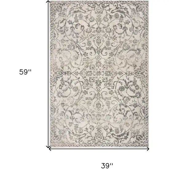 Ivory Floral Vines Area Rug Photo 7