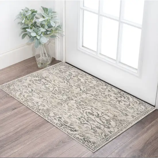Ivory Floral Vines Area Rug Photo 2
