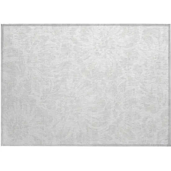 Ivory Floral Washable Non Skid Indoor Outdoor Area Rug Photo 2