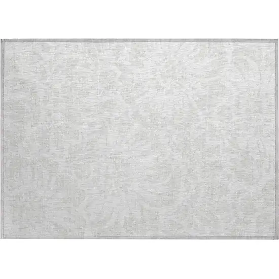Ivory Floral Washable Non Skid Indoor Outdoor Area Rug Photo 2