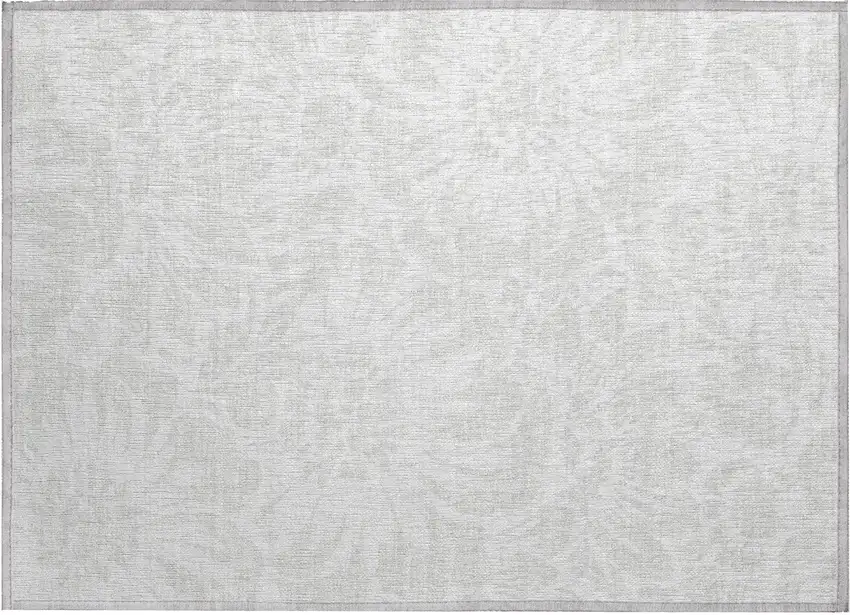 Ivory Floral Washable Non Skid Indoor Outdoor Area Rug Photo 2