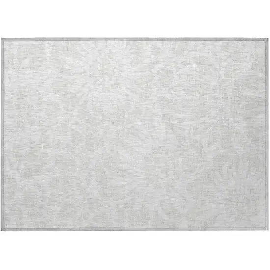 Ivory Floral Washable Non Skid Indoor Outdoor Area Rug Photo 4