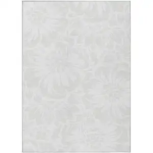 Photo of Ivory Floral Washable Non Skid Indoor Outdoor Area Rug