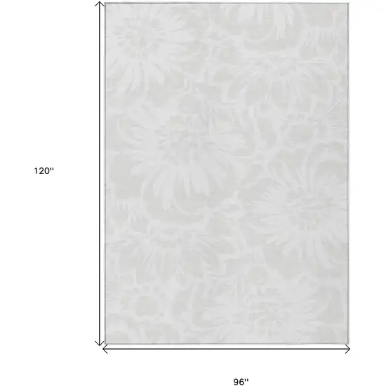 Ivory Floral Washable Non Skid Indoor Outdoor Area Rug Photo 3