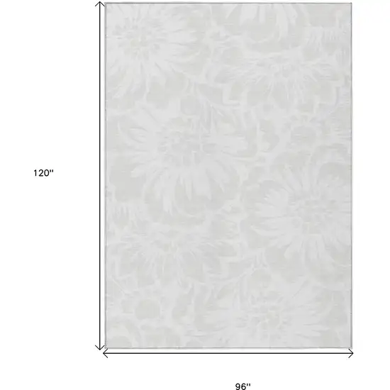 Ivory Floral Washable Non Skid Indoor Outdoor Area Rug Photo 3
