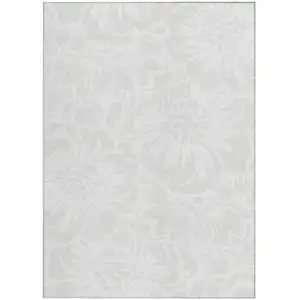 Photo of Ivory Floral Washable Non Skid Indoor Outdoor Area Rug