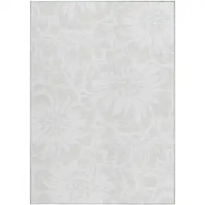 Photo of Ivory Floral Washable Non Skid Indoor Outdoor Area Rug