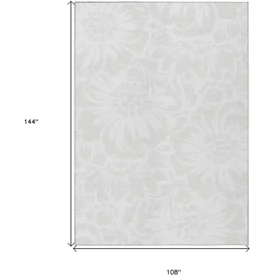 Ivory Floral Washable Non Skid Indoor Outdoor Area Rug Photo 3