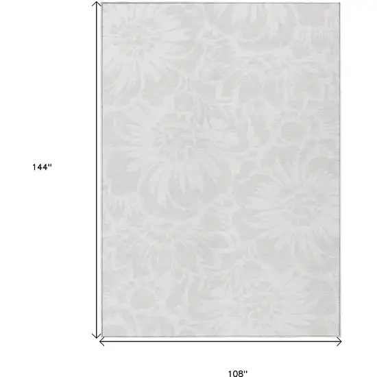 Ivory Floral Washable Non Skid Indoor Outdoor Area Rug Photo 3
