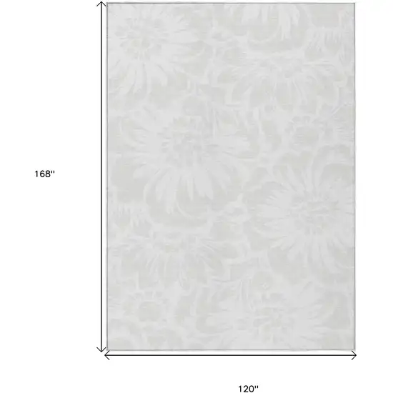 Ivory Floral Washable Non Skid Indoor Outdoor Area Rug Photo 3
