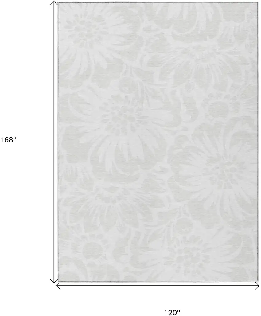 Ivory Floral Washable Non Skid Indoor Outdoor Area Rug Photo 3