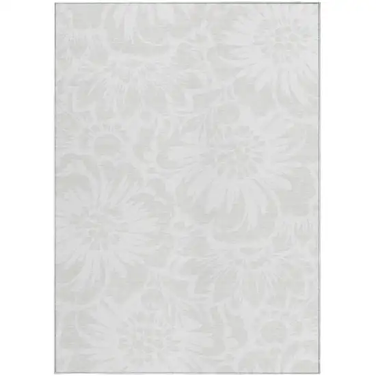 Ivory Floral Washable Non Skid Indoor Outdoor Area Rug Photo 3