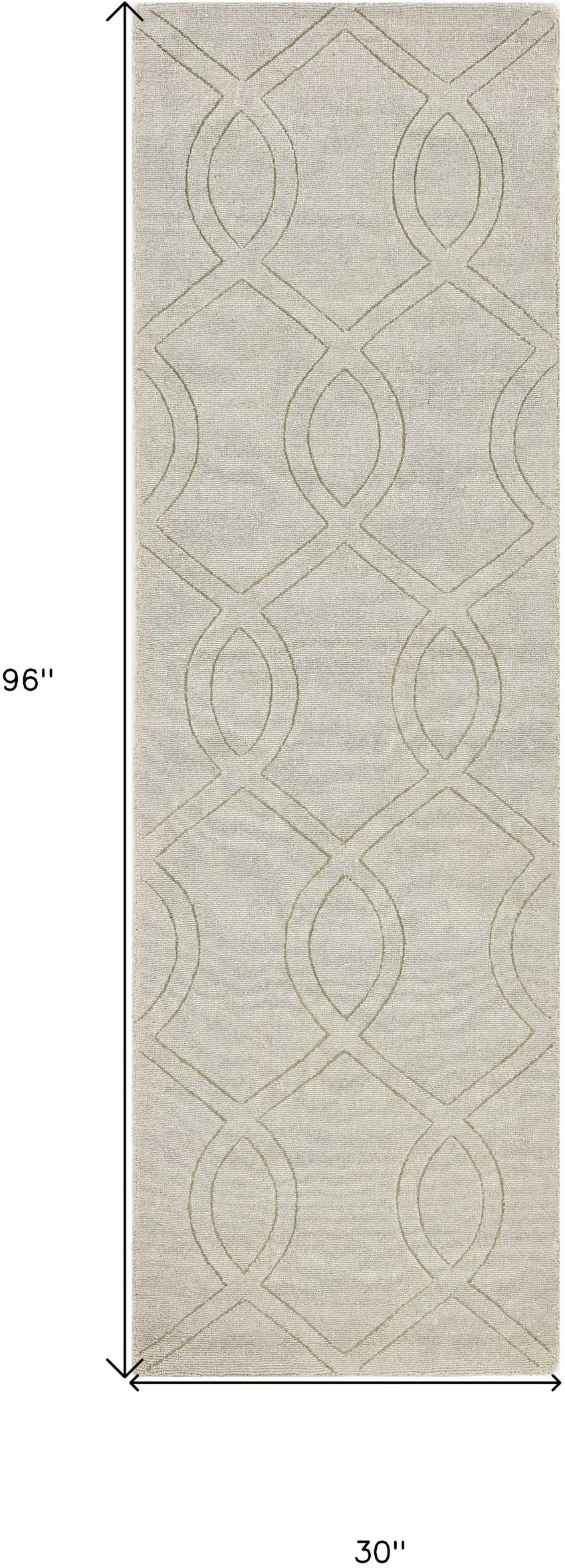 Ivory Frond Leaves Wool Indoor Runner Rug Photo 6