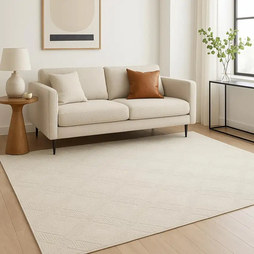 Ivory Geometric Area Rug Photo 1