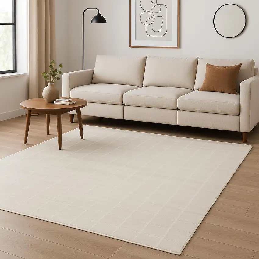 Ivory Geometric Area Rug Photo 1