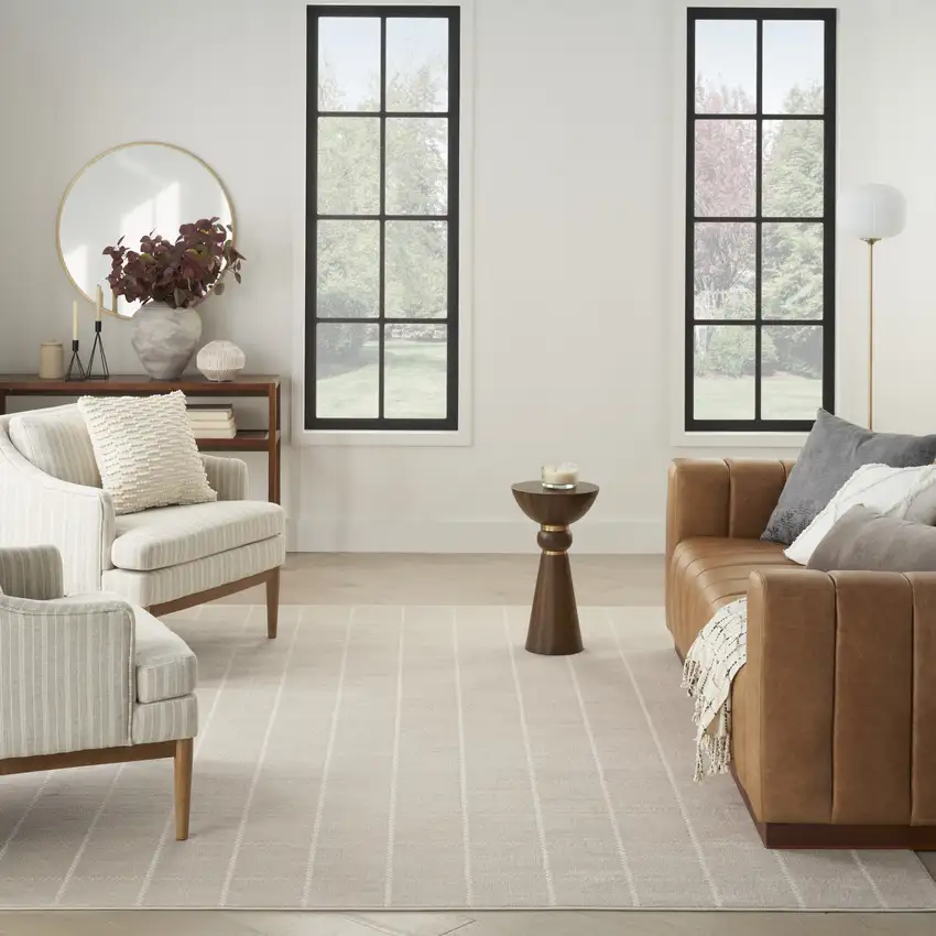 Ivory Geometric Area Rug Photo 5