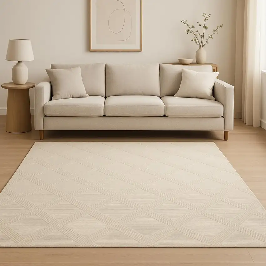 Ivory Geometric Area Rug Photo 1