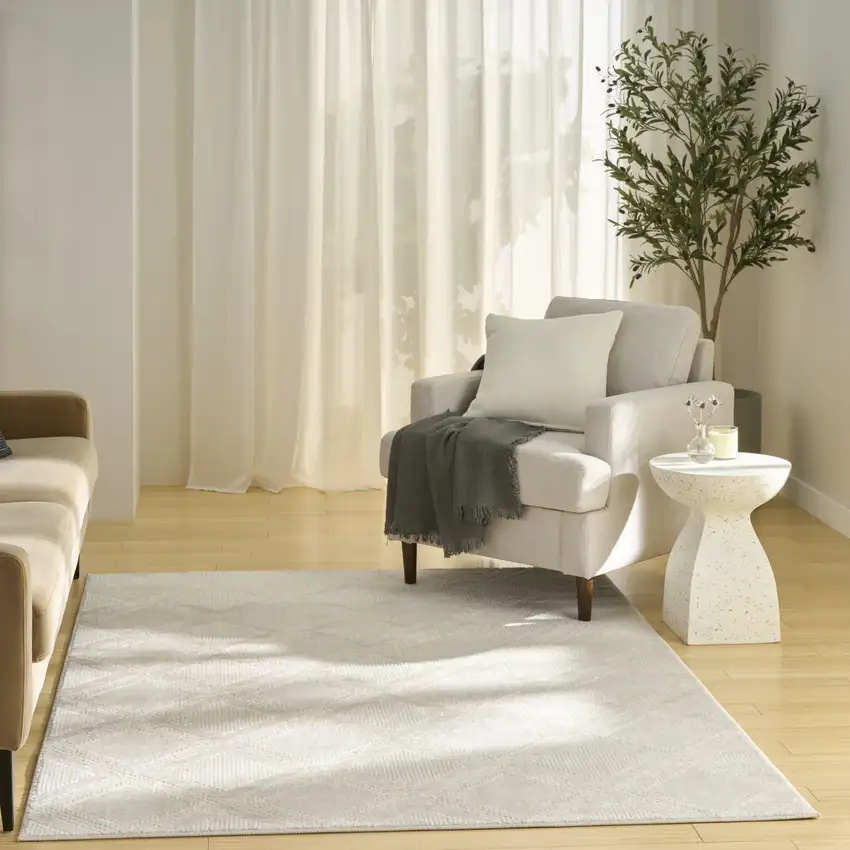 Ivory Geometric Area Rug Photo 5