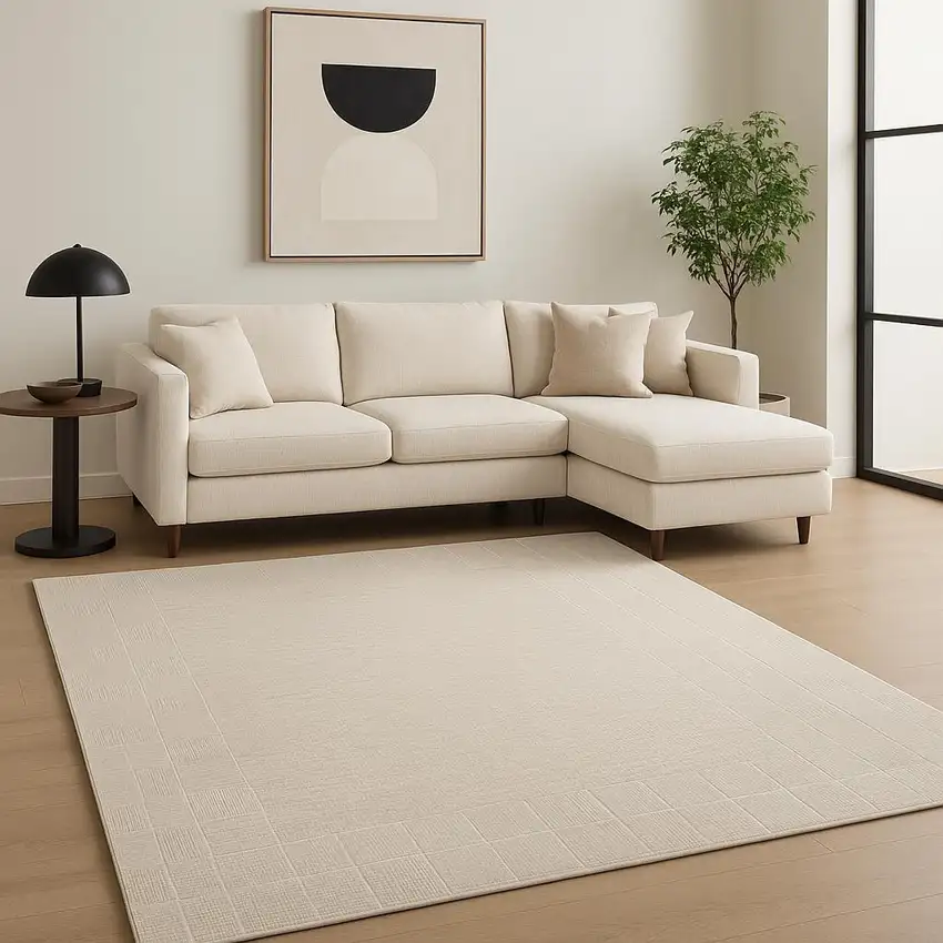 Ivory Geometric Area Rug Photo 1
