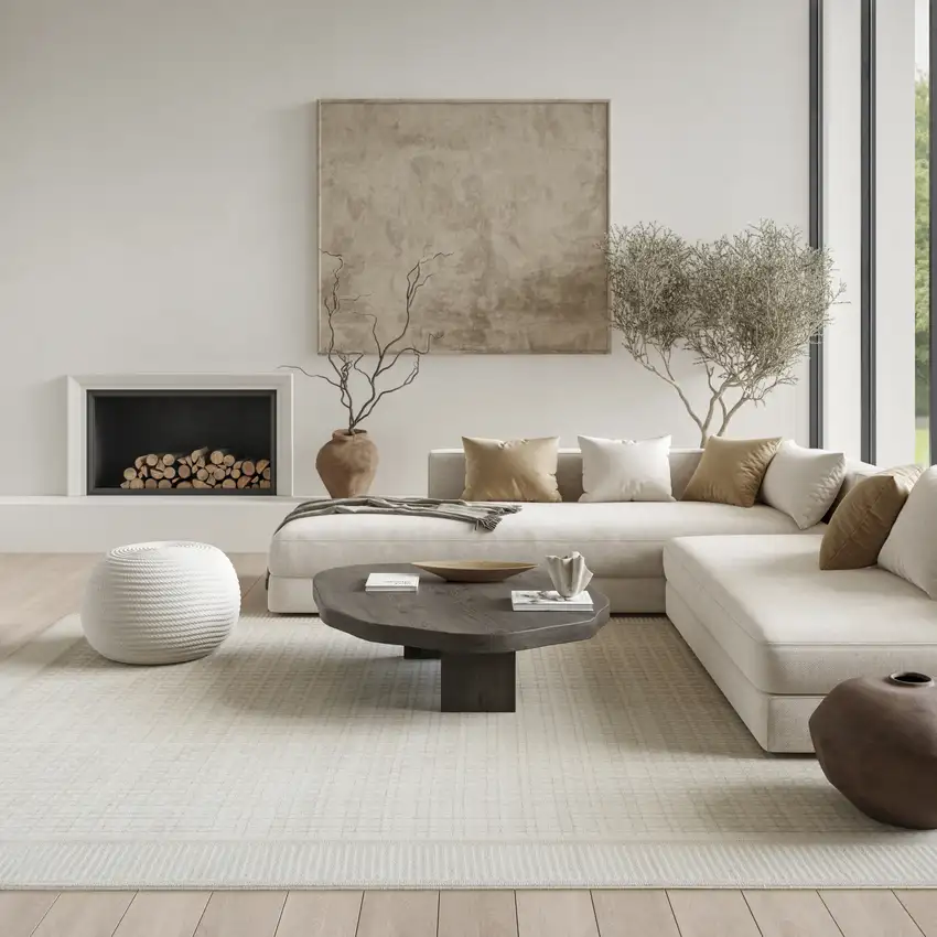 Ivory Geometric Area Rug Photo 3