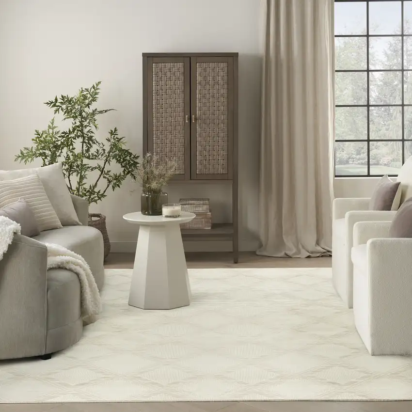 Ivory Geometric Area Rug Photo 6