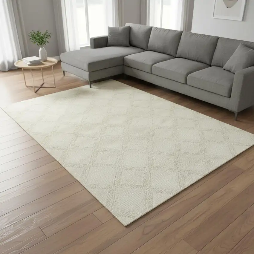 Ivory Geometric Area Rug Photo 1
