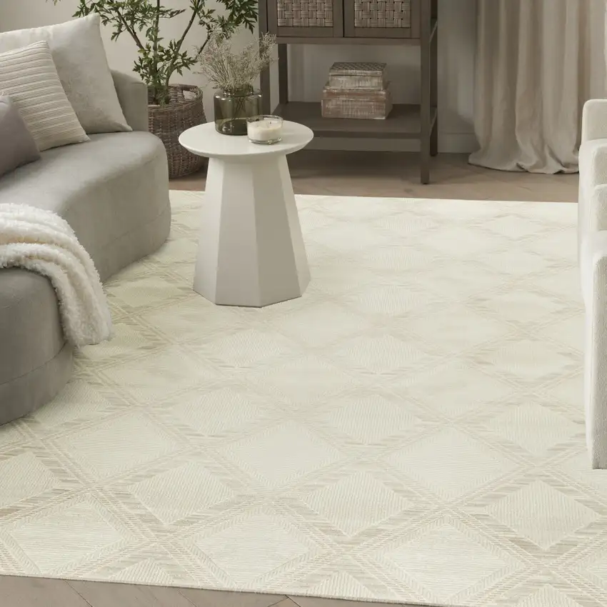 Ivory Geometric Area Rug Photo 4