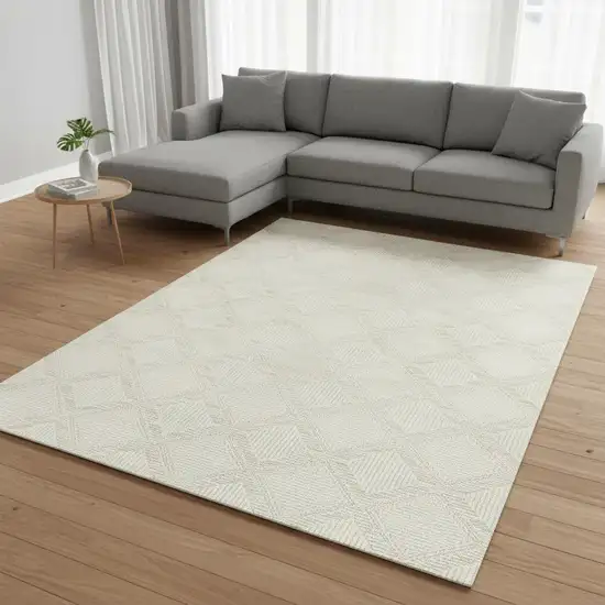 Ivory Geometric Area Rug Photo 1