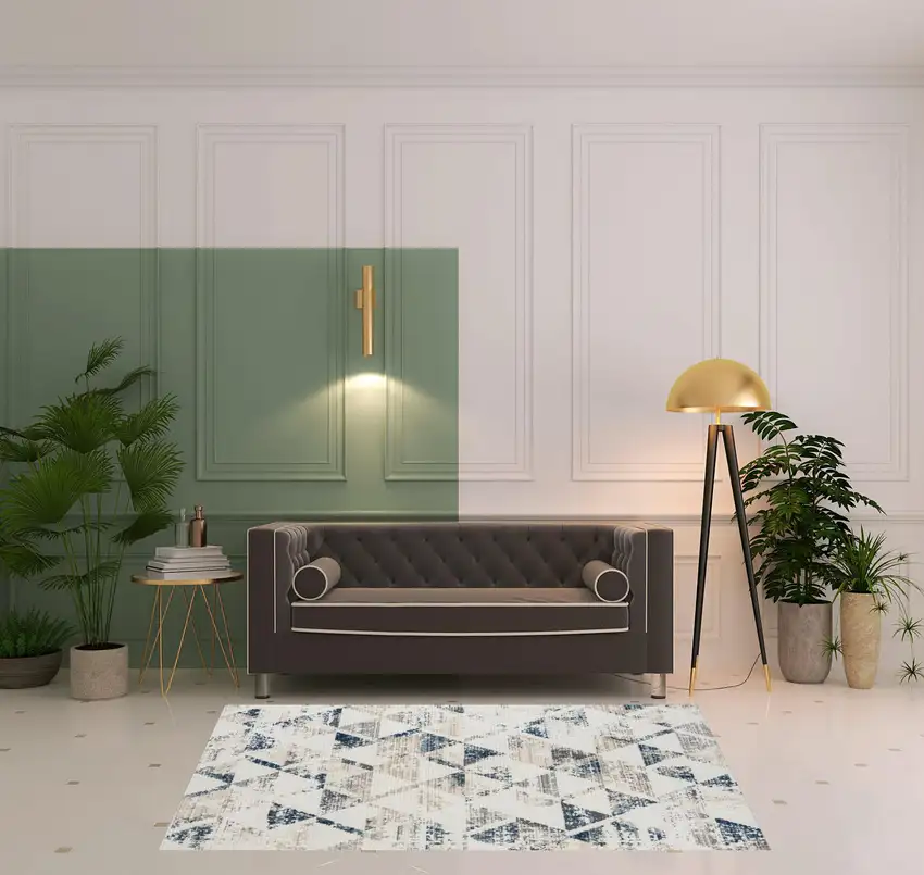 Ivory Geometric Area Rug Photo 2