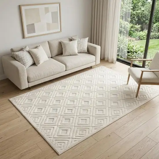 5' X 7' Ivory Geometric Area Rug Photo 1