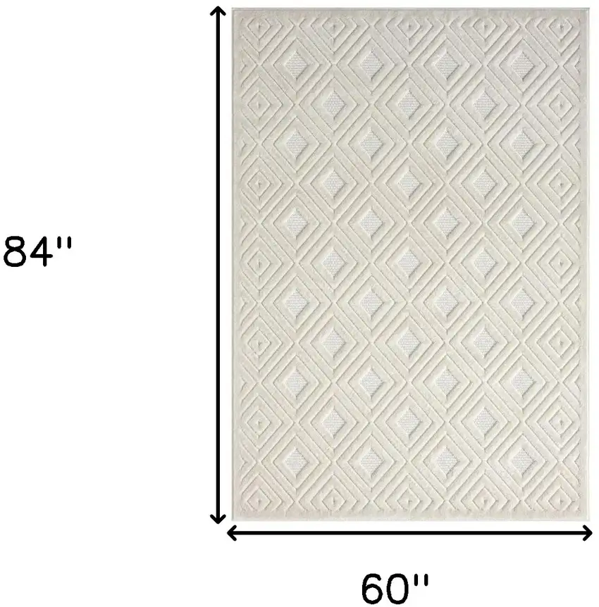 5' X 7' Ivory Geometric Area Rug Photo 3