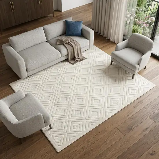 Ivory Geometric Area Rug Photo 1