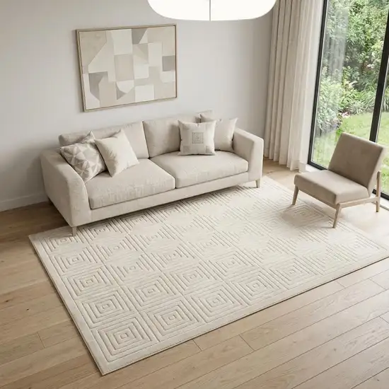 5' X 7' Ivory Geometric Area Rug Photo 1