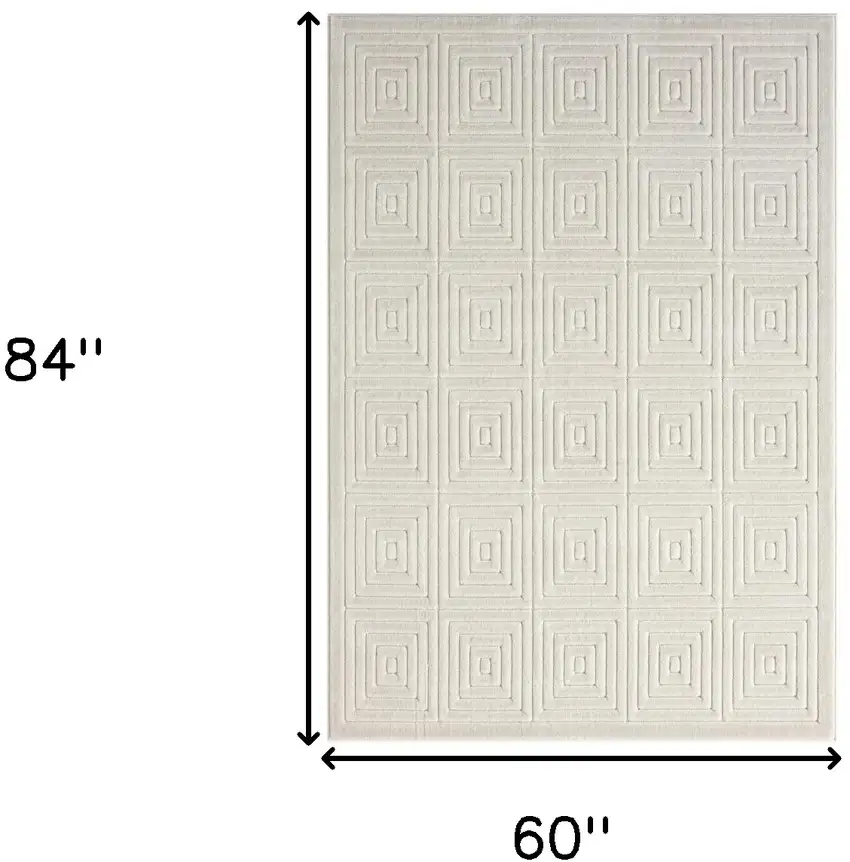 5' X 7' Ivory Geometric Area Rug Photo 3