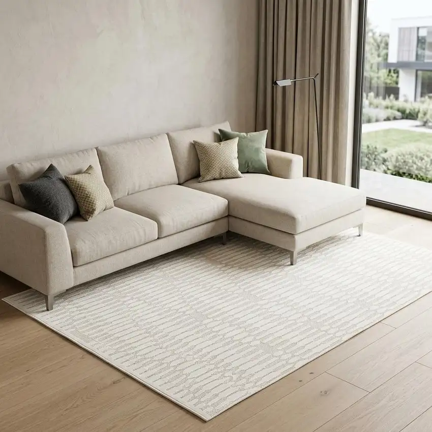 Ivory Geometric Area Rug Photo 1